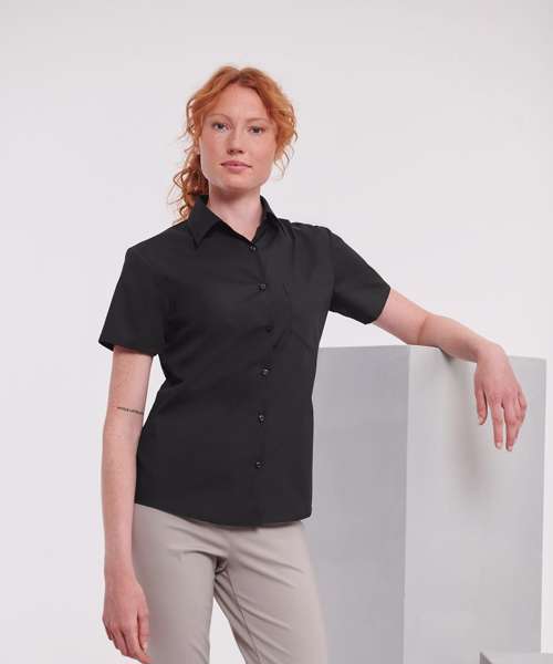 Women's short sleeve polycotton easycare poplin shirt