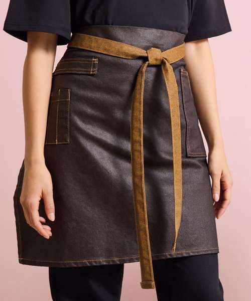 Division waxed-look denim waist apron