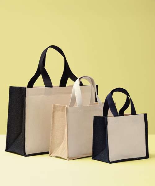 Jute canvas panel shopper