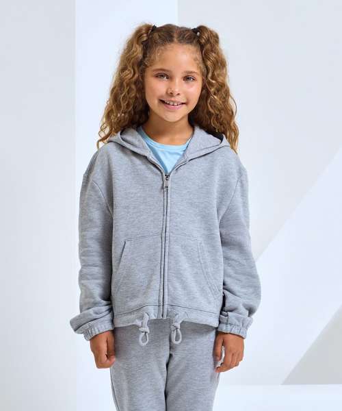 Kids TriDri® recycled cropped oversize full-zip hoodie